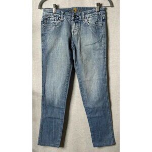7 For All Mankind Womens Slim Skinny Jeans Blue Pockets Medium Wash Cotton 26